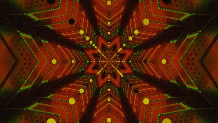 Un tunnel al neon pieno di colori vivaci e motivi che si muovono in loop. Questo sfondo animato crea un'esperienza visiva dinamica, adatta per screensaver o sfondi animati.