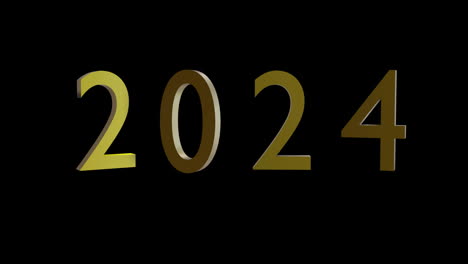 animación de texto de oro 2024 girando sobre fondo negro