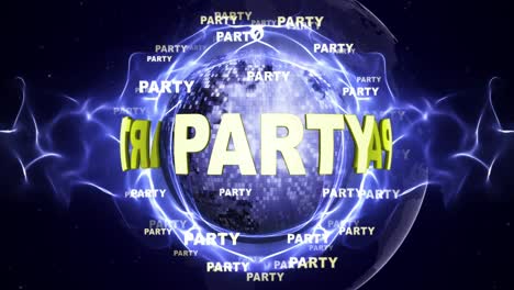 party text animation and disco ball, loop