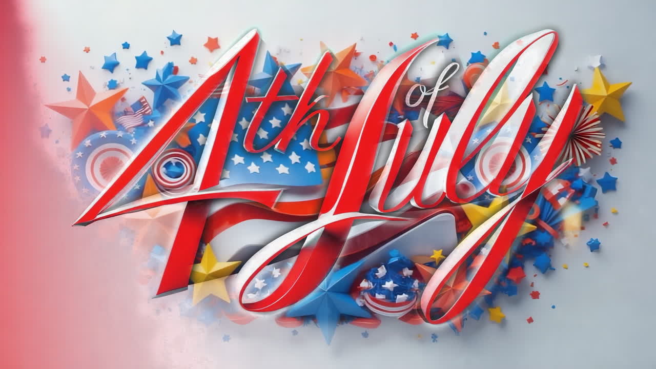 4th of July Independence Day Festive Typography and Patriotic Elements