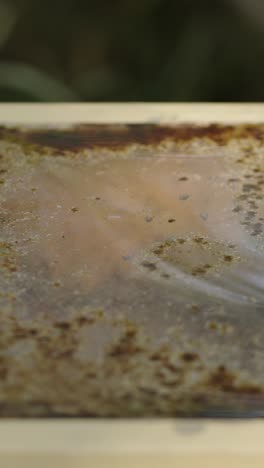 close-up of a dirty surface with water and texture