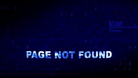 page not found text digital noise twitch glitch distortion effect error loop animation.