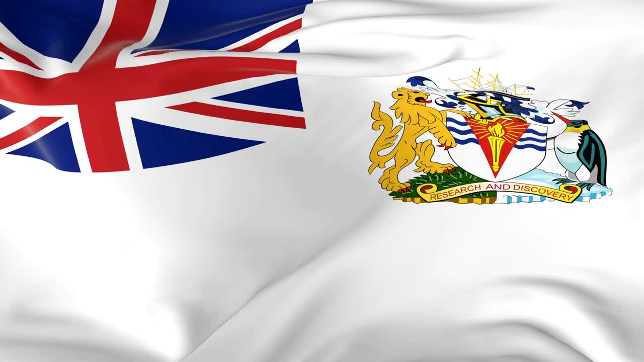 ondeando una bandera en bucle como fondo el territorio antártico británico