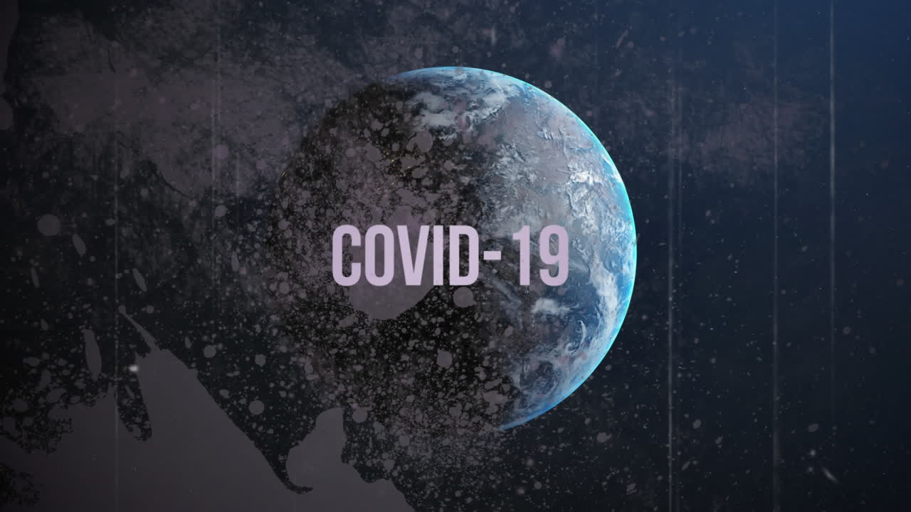 Título animado de coronavirus sobre planeta Tierra