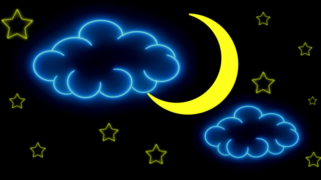 4K Cartoon Night - Neon Light Animation|Loopable