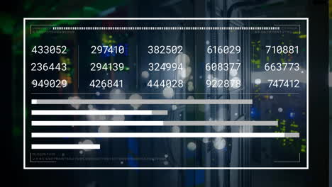 Animación-Del-Procesamiento-De-Datos-Y-Puntos-De-Luz-Sobre-La-Sala-De-Servidores-Sobre-Fondo-Negro