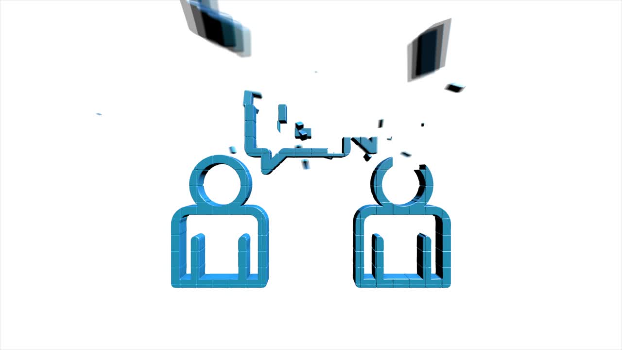 Social media 3D pixel icon design isolated on white background. Outline web icon. Motion graphics.