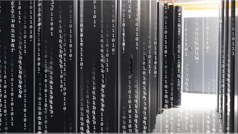 animation of binary coding and data processing over computer servers