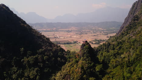 mountain valley landscape with temple