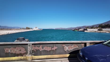 traffic crossing corinth canal submersible road bridge