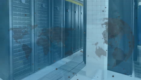 animación del globo y procesamiento de datos digitales a través de servidores informáticos