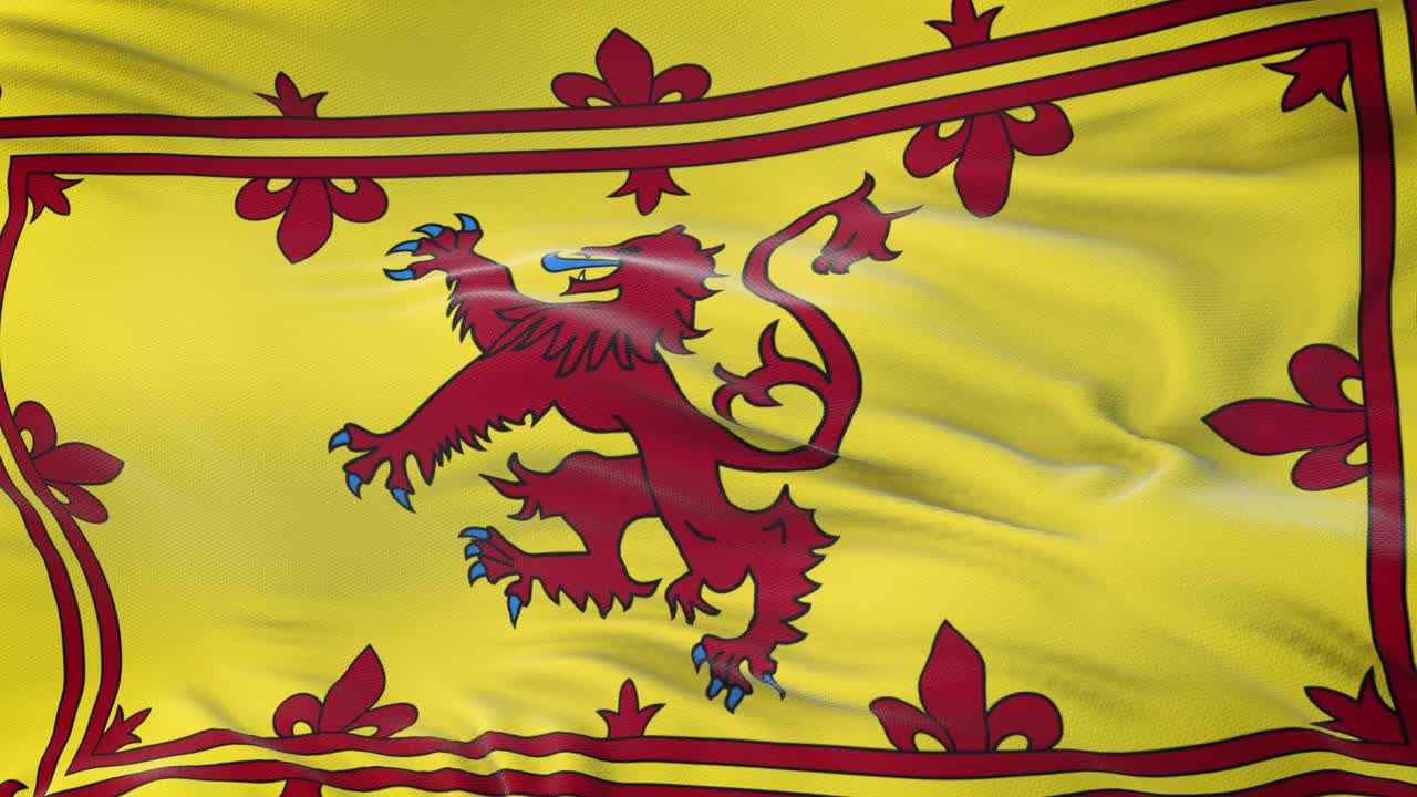 estándar real de escocia bandera ondeando en el viento con textura de tela muy detallada. bucle sin costuras