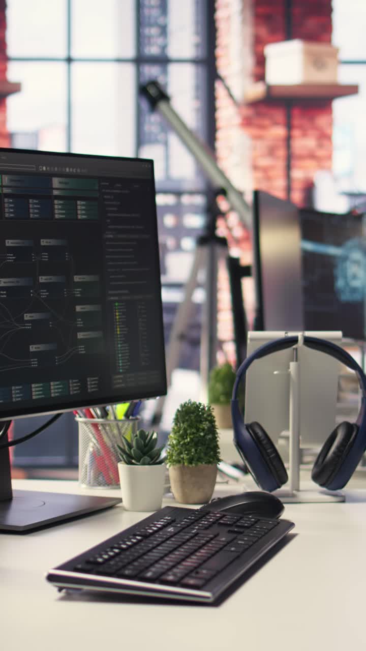 Vertical Video Visual coding interface active on a modern dual monitors setup