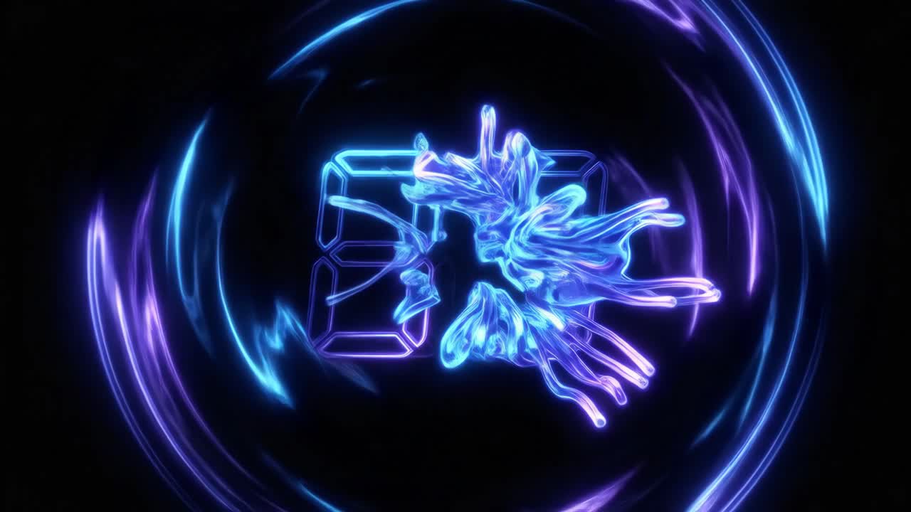Abstract Neon Number 83 Morphing with Liquid Light