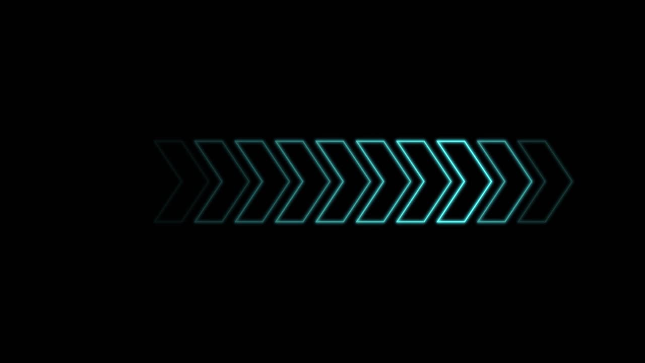 Glowing blue arrows animate smoothly across a black background, creating a dynamic, futuristic motion effect