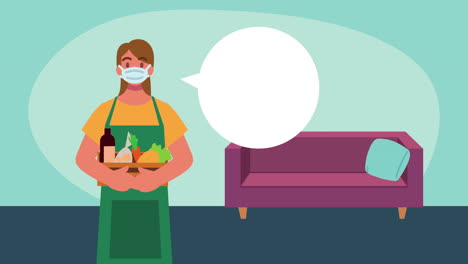 animación de personajes de mensajeros femeninos de supermercados