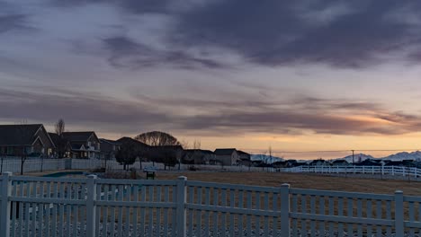 Sunset-and-cloudscape-in-an-average-suburban-neighborhood---time-lapse