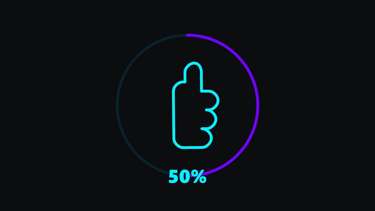 Digital Loading Progress Bar with Thumbs Up Icon