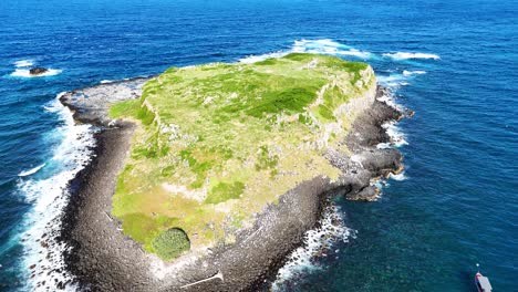 drone captures scenic coastal rock formations