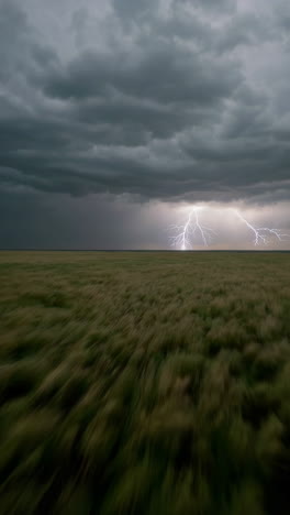 lightning over a wheat field during a storm
