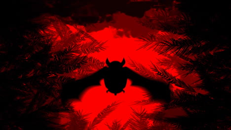 animation of bat with wings flapping over red background