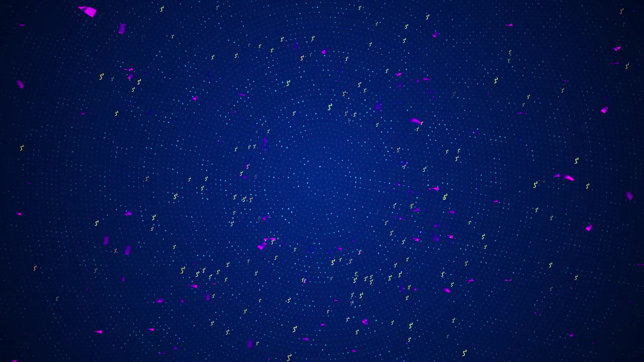Blue dotted party background spiral particle pattern colorful confetti small streamers festive