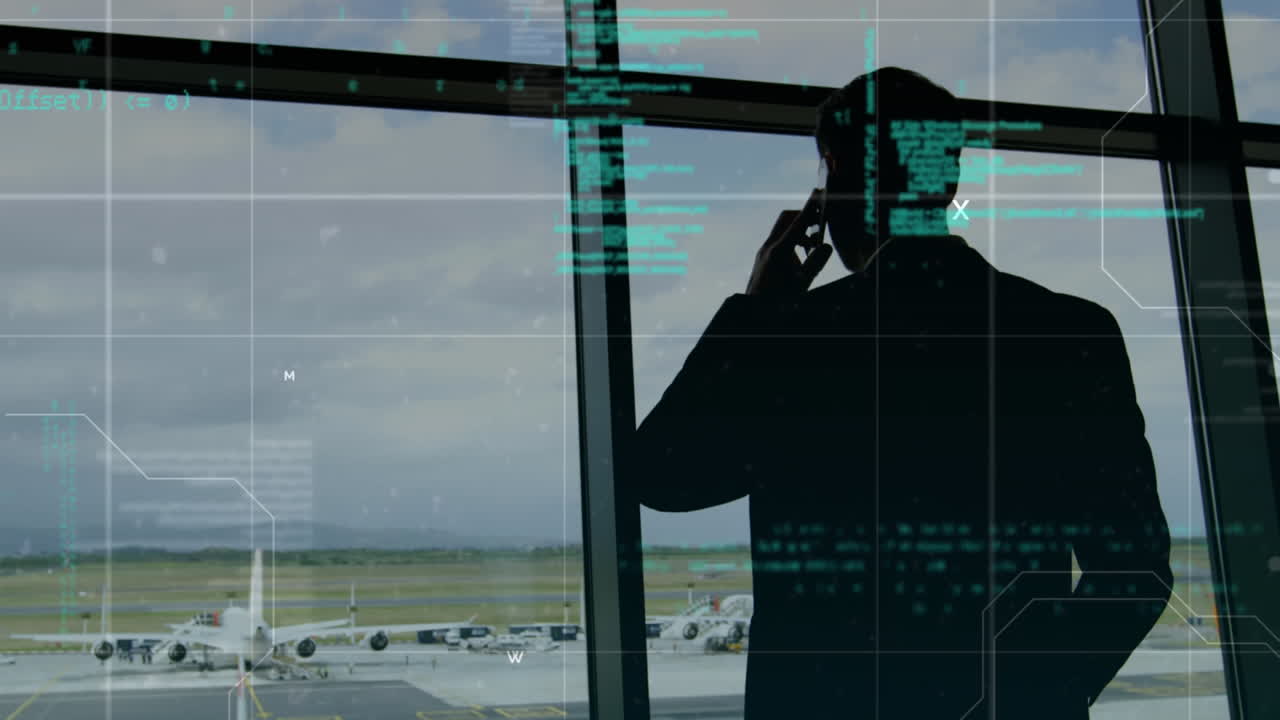 silueta de un hombre en un aeropuerto