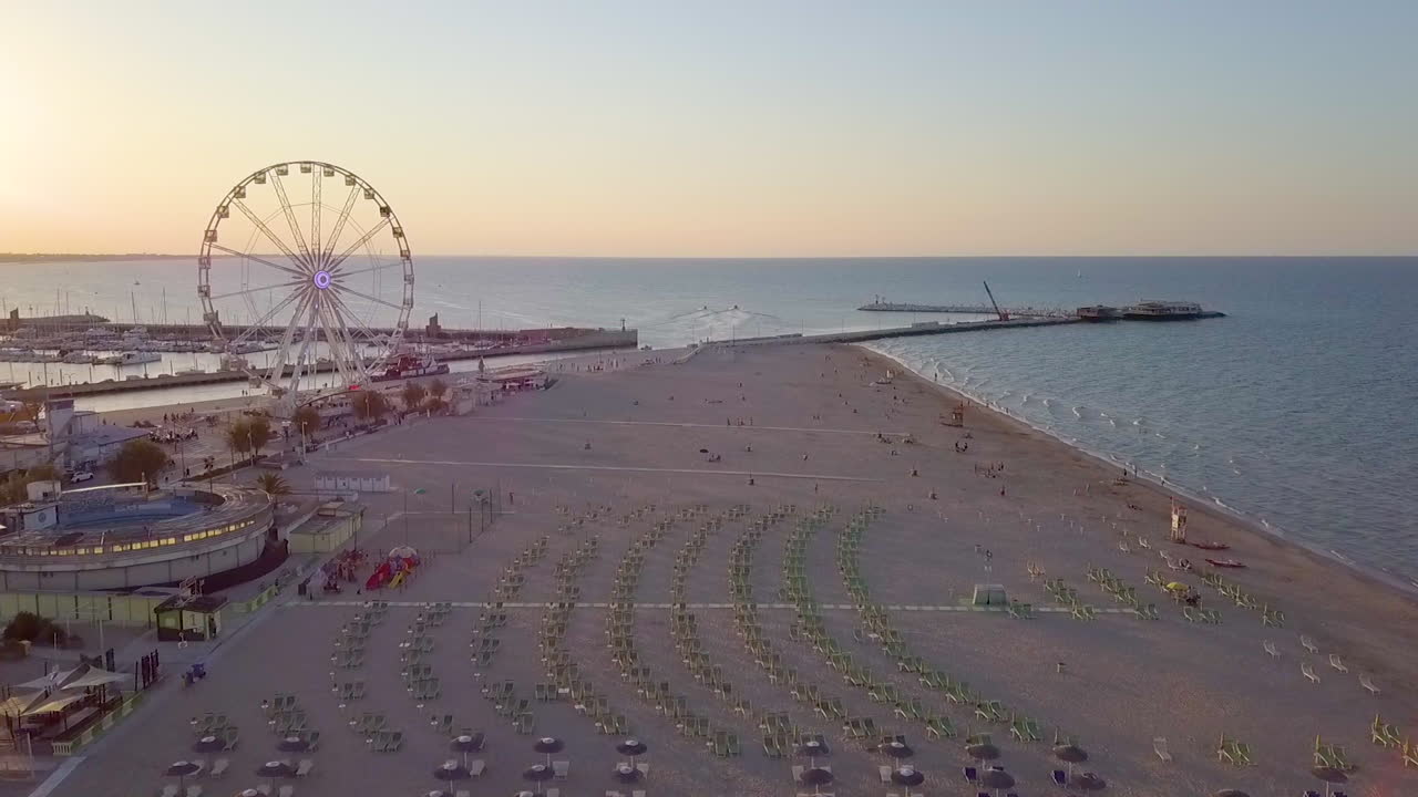 Famous Resort Of Rimini In Italy - aerial drone shot