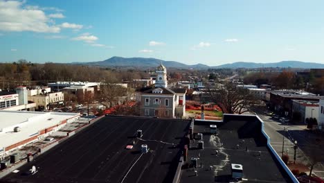 aerial push into historic burke county courthouse in morganton nc, morganton north carolina, courthouse renovation