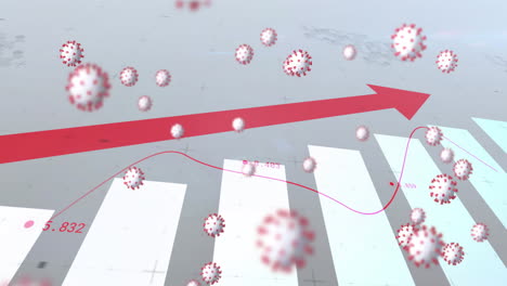 animation of virus cells floating over data processing