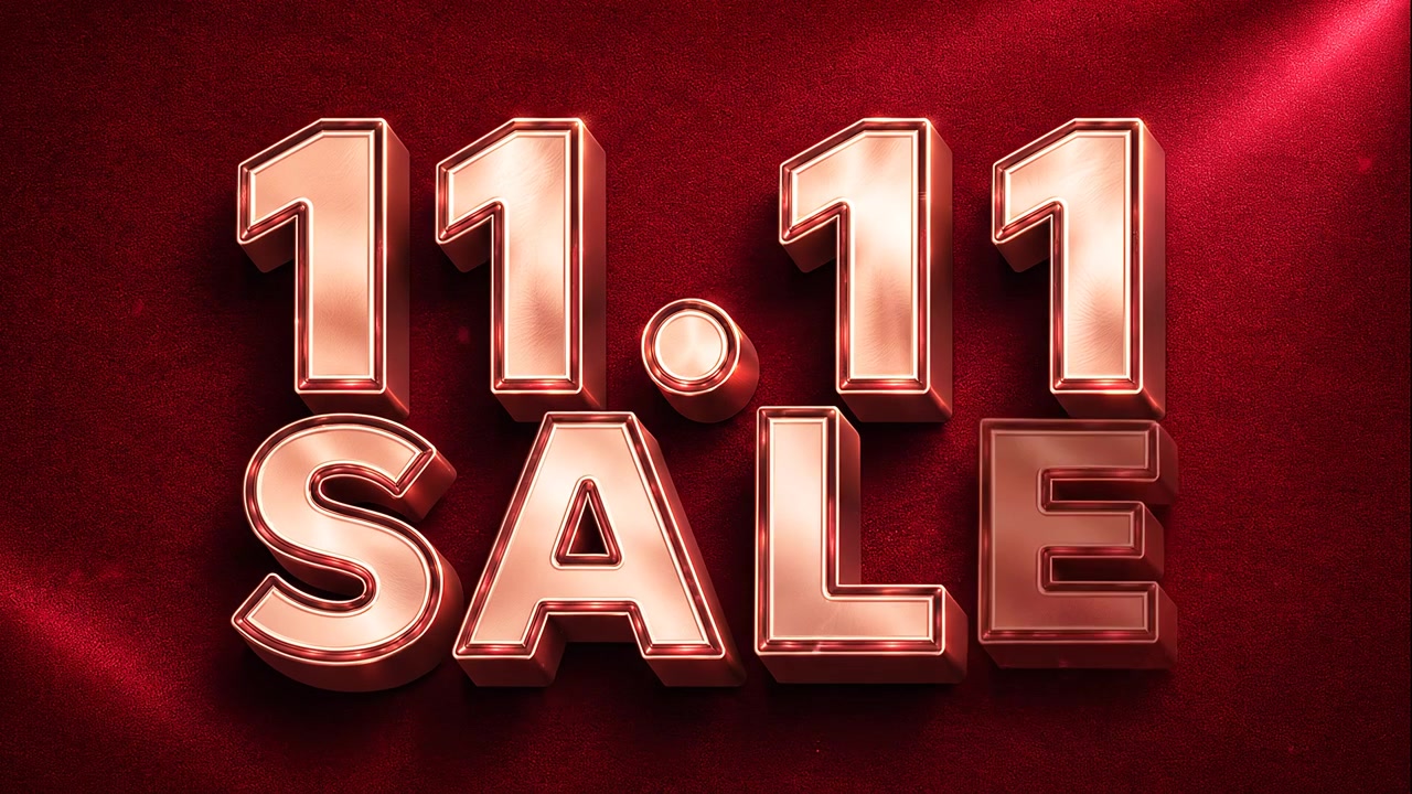 Animazione Testuale Promozionale Saldi 11.11 su Sfondo di Velluto Rosso