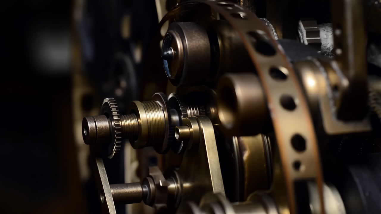 Close-up of Intricate Vintage Machinery Gears