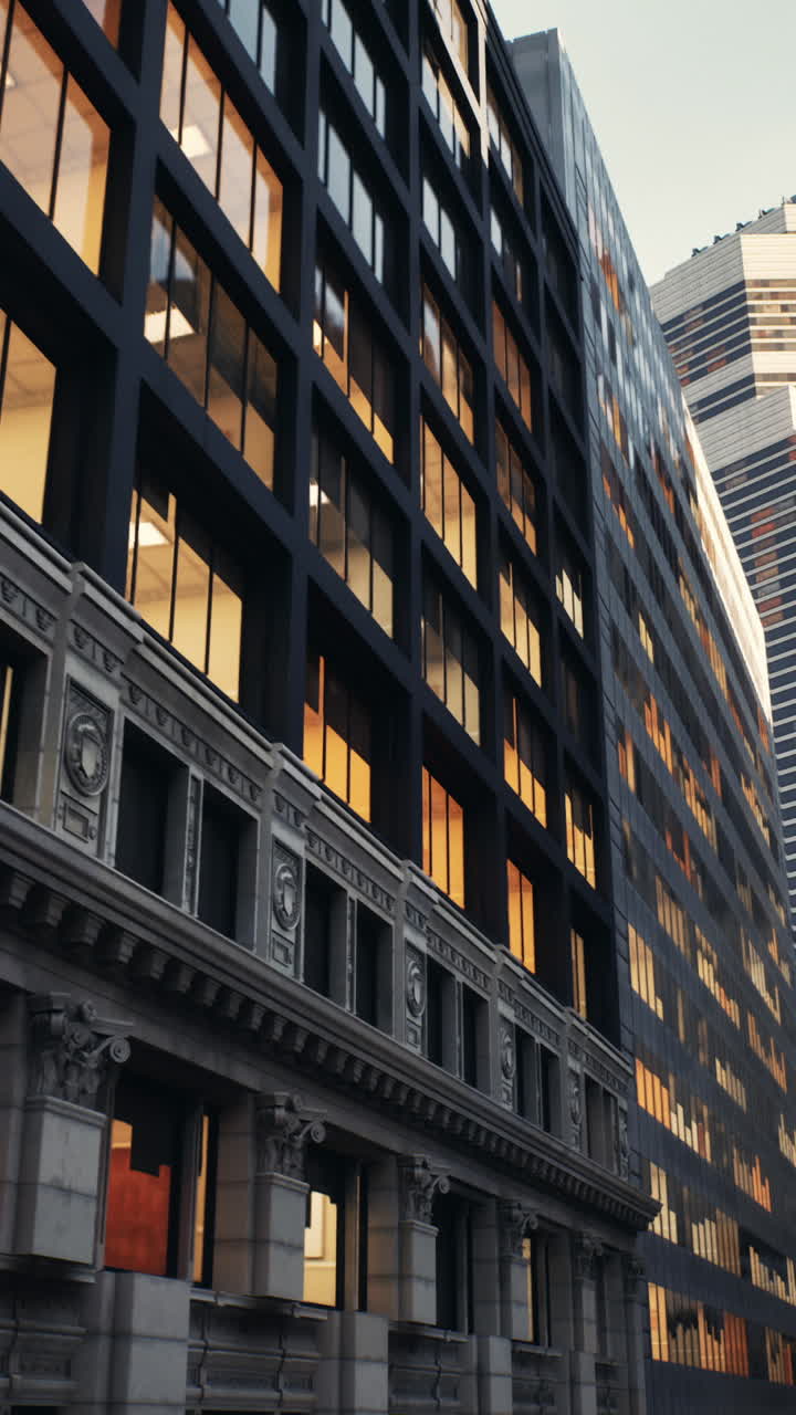 rascacielos modernos al anochecer