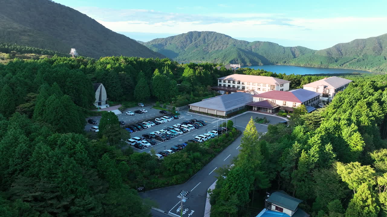 Hotel Green Plaza Surrounded By Green Forest In Hakone, Japan. - aerial shot