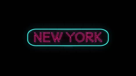 neon text of city name new york on black background. 4k