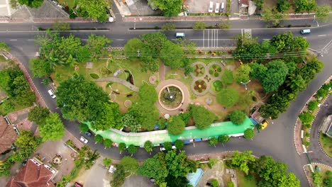 aerial top view of popular playground for children badaan park, magelang, java