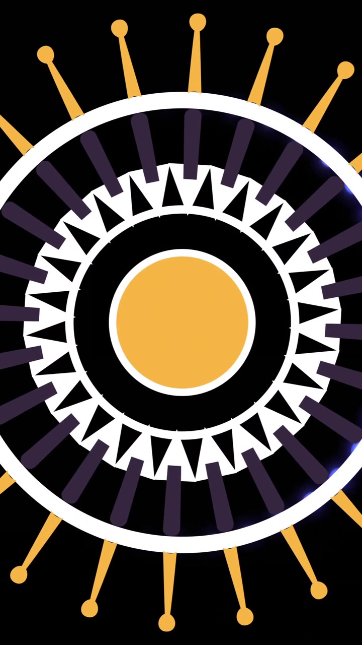 Animation of colourful shapes on black background