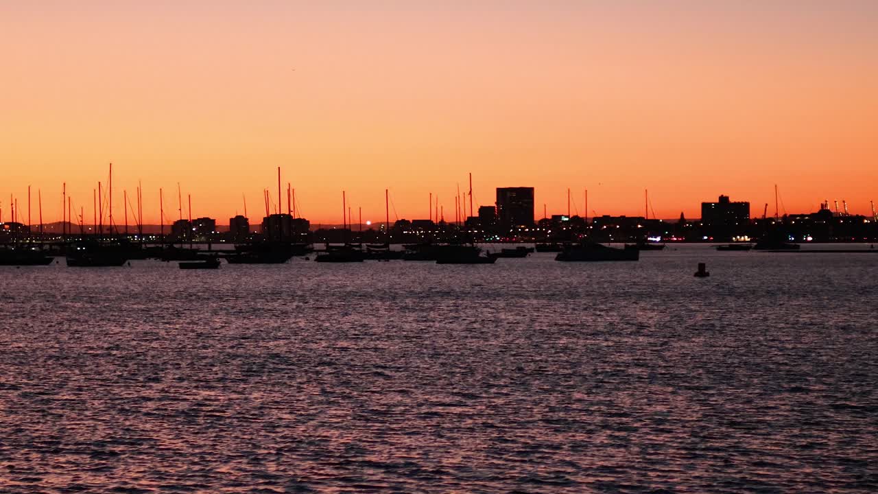 Boats at sunset in Melbourne, Australia