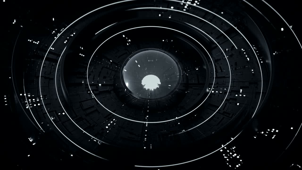 forma circular futurista negra de bucle sin costuras animación de renderizado en 3d