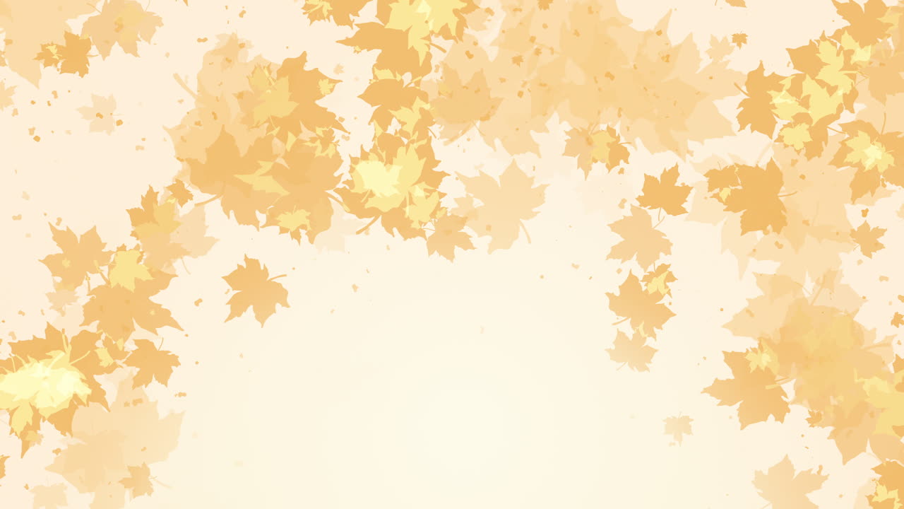 Abstract background with autumn falling leaves. Thanksgiving and Harvest Day. Leaf fall frame. Watercolor yellow maple leaves. Loop animation.