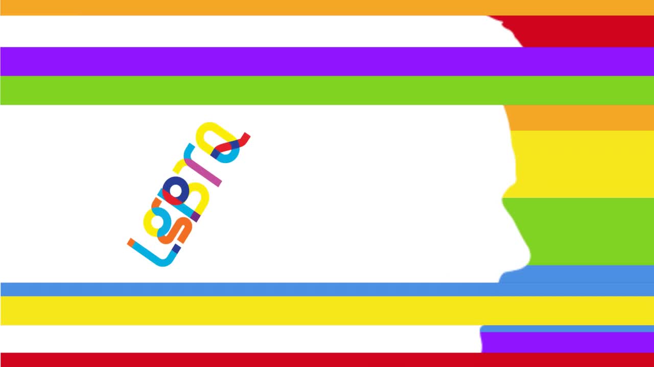 레인보우 배경에 있는 lgbt 텍스트와 인간의 얼굴의 애니메이션
