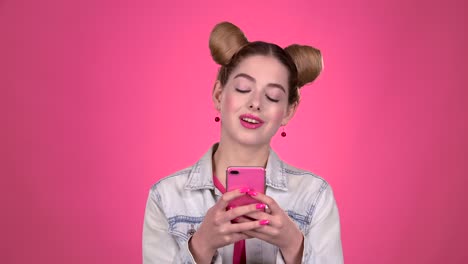 woman texting on smartphone