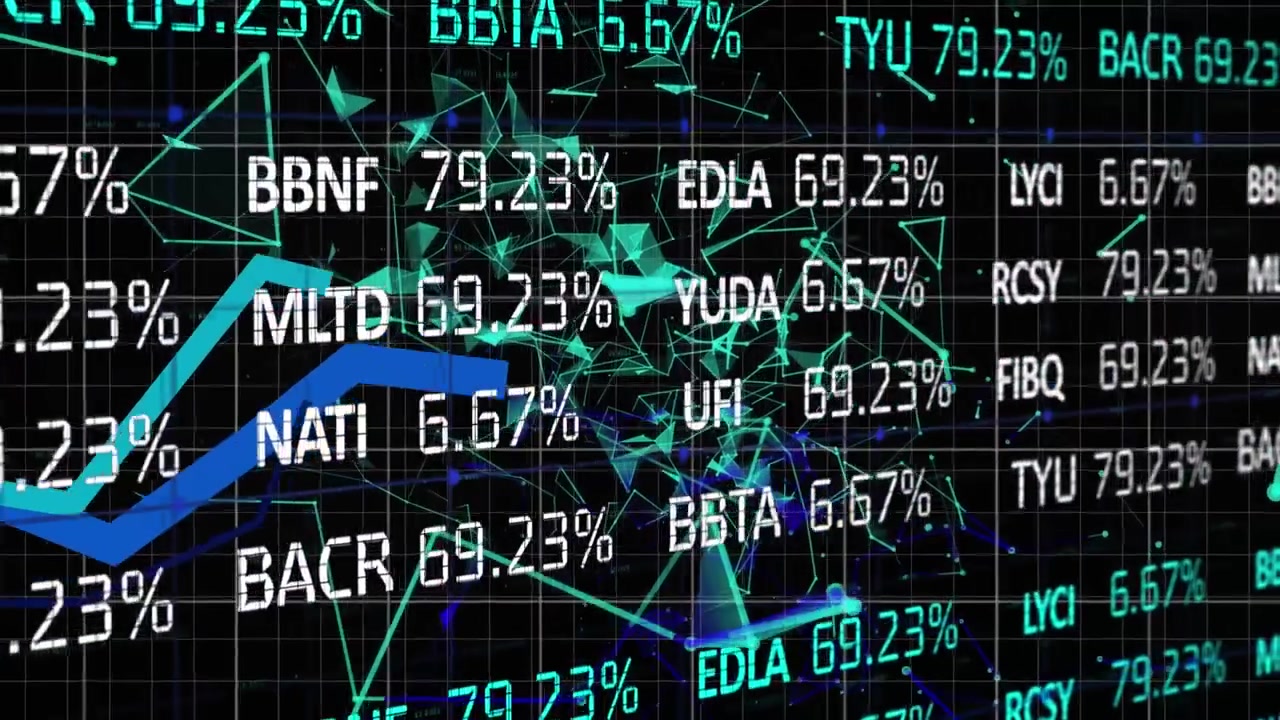 Animation of data processing over black background