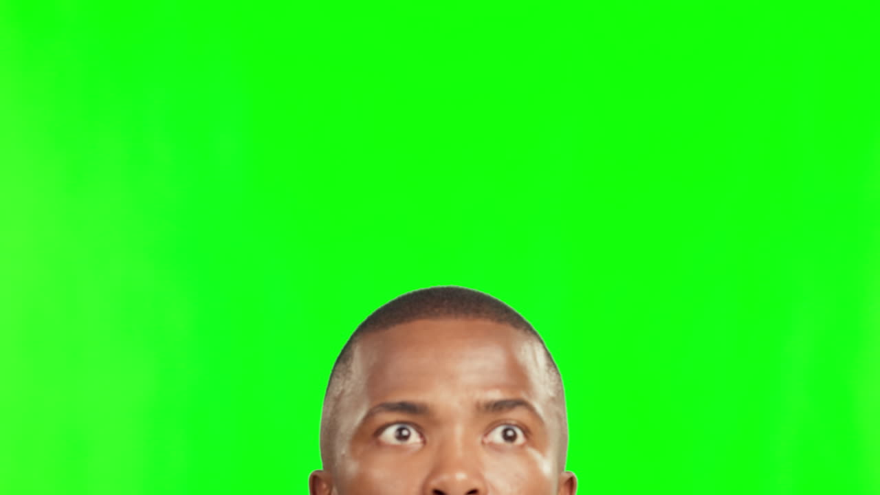 Green screen, announcement and black man search