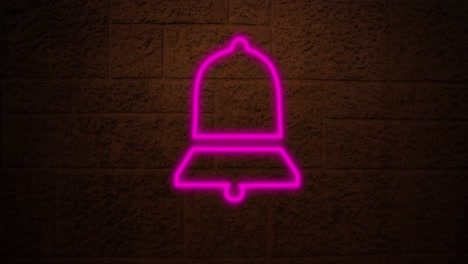 signo de campana de neón en la pared de ladrillo 4k