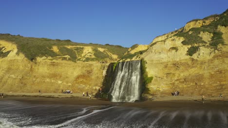 Drone-Shot-of-Alamere-Falls-in-Point-Reyes-California