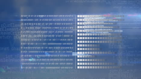 animación del procesamiento de datos y los rastros de luz azul contra un fondo azul