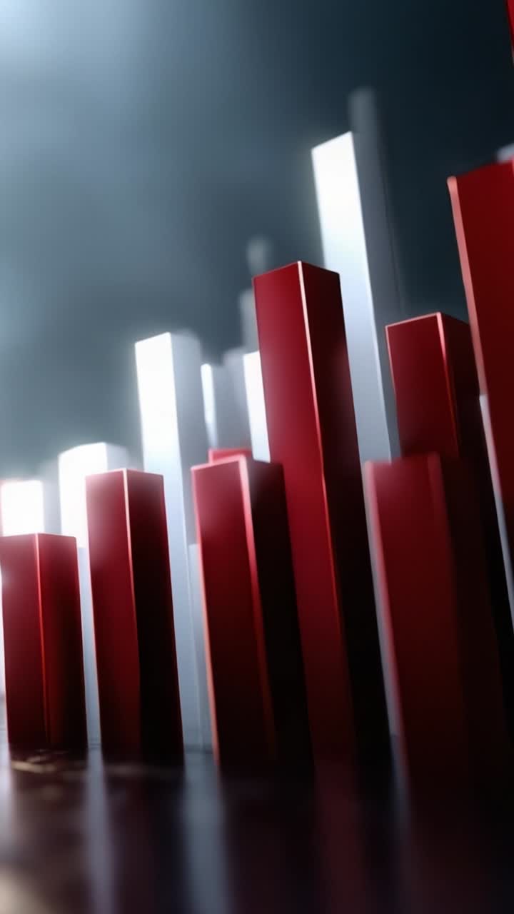 Dynamic Visualization of Financial Data: Abstract Bar Graphs Depicting Trends, Variations, and Fluctuations in Economic Indicators Through Stylish Red and White Colors