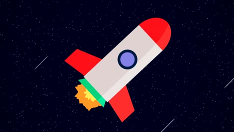 animated cartoon rocket space ship red