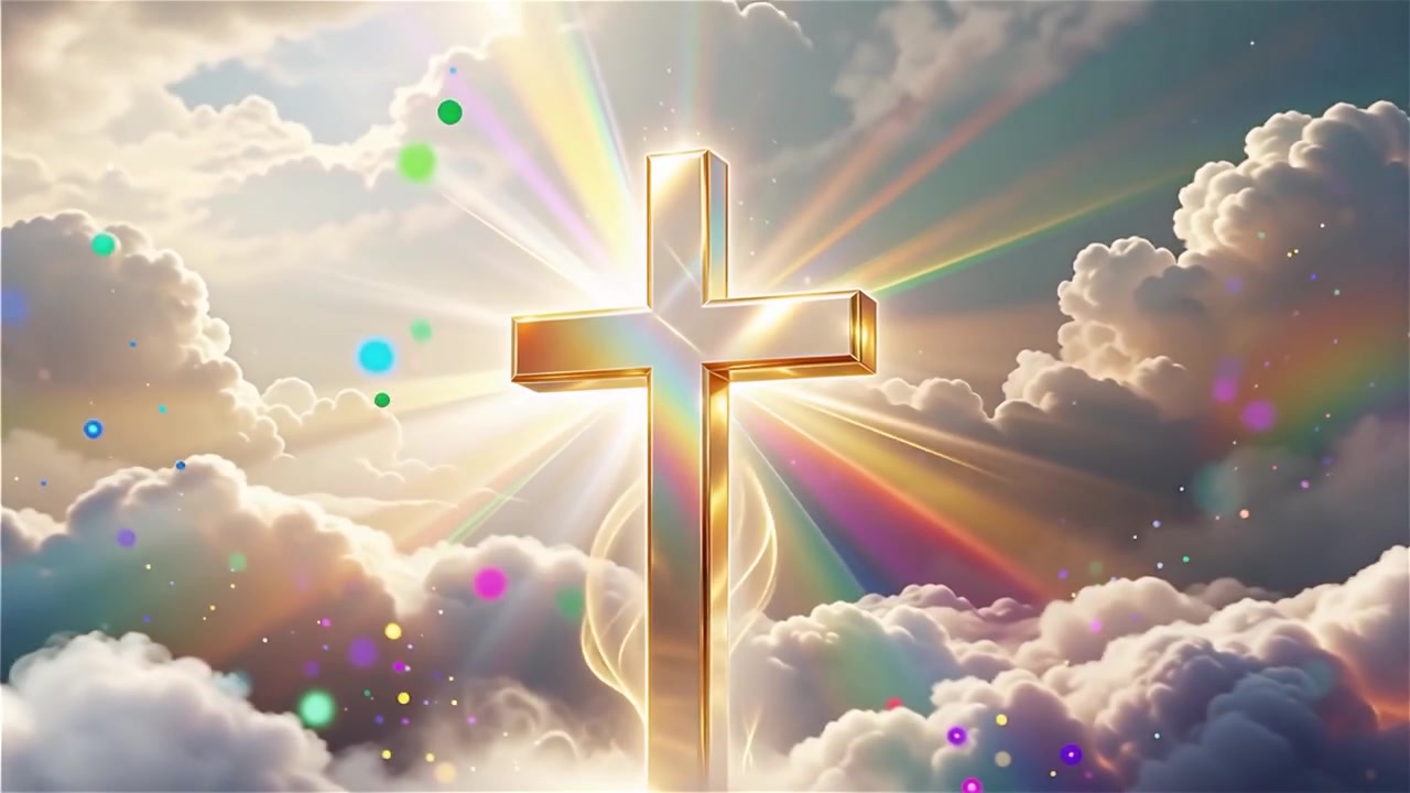 Croce Cristiana Luce Celestiale Sfondo per il Culto.